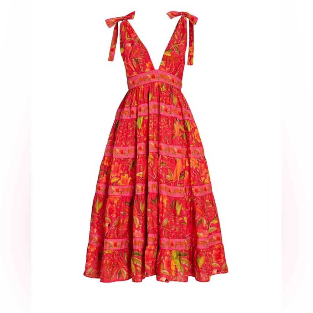 Farm Rio Solar Forest Tierred Midi Dress